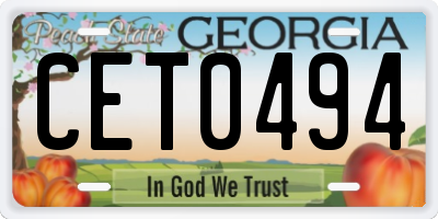 GA license plate CET0494