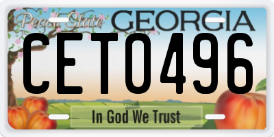 GA license plate CET0496