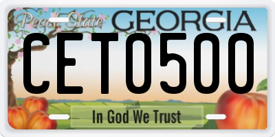 GA license plate CET0500