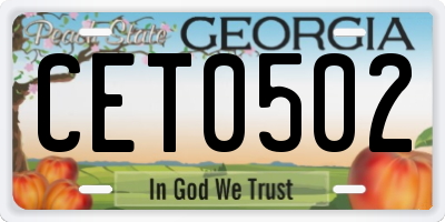 GA license plate CET0502