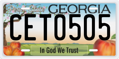 GA license plate CET0505