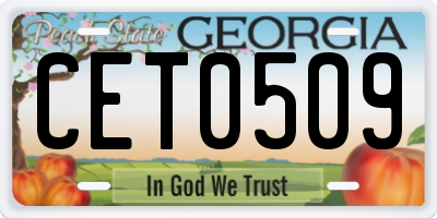 GA license plate CET0509
