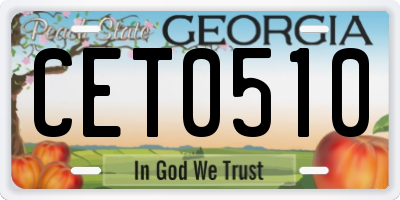 GA license plate CET0510