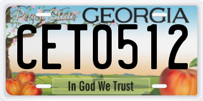 GA license plate CET0512