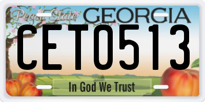 GA license plate CET0513