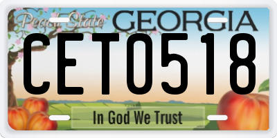 GA license plate CET0518