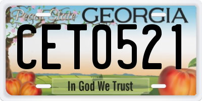GA license plate CET0521