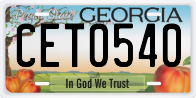 GA license plate CET0540