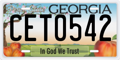 GA license plate CET0542