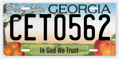 GA license plate CET0562