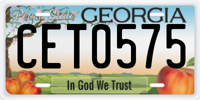 GA license plate CET0575