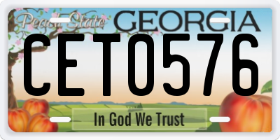 GA license plate CET0576