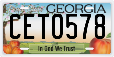 GA license plate CET0578