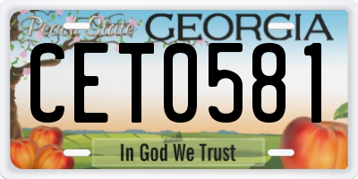 GA license plate CET0581
