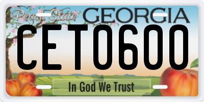 GA license plate CET0600