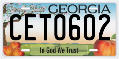 GA license plate CET0602