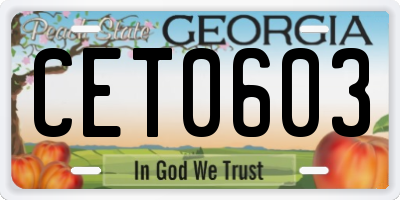 GA license plate CET0603
