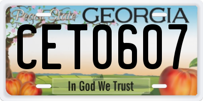 GA license plate CET0607