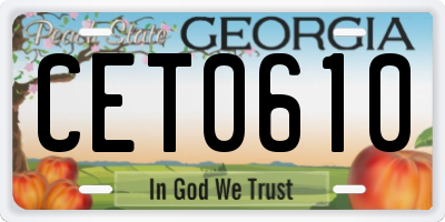 GA license plate CET0610