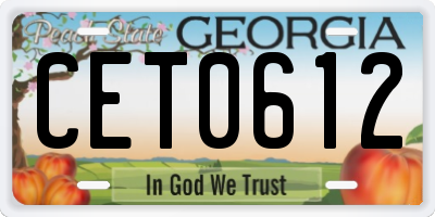 GA license plate CET0612