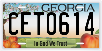 GA license plate CET0614
