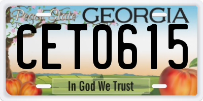GA license plate CET0615