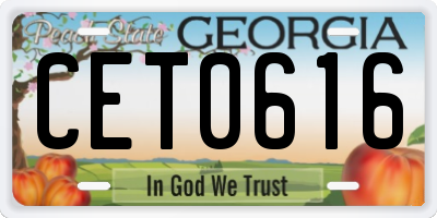 GA license plate CET0616