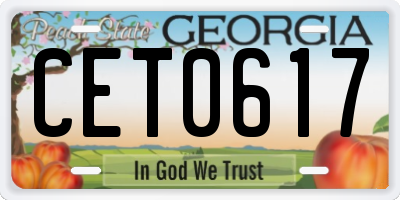 GA license plate CET0617