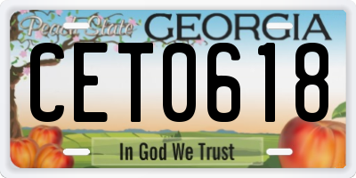 GA license plate CET0618