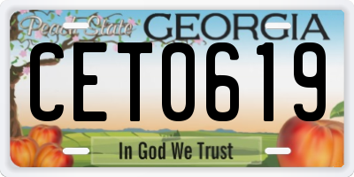 GA license plate CET0619