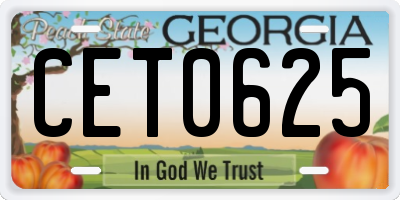 GA license plate CET0625