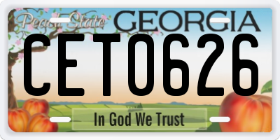 GA license plate CET0626