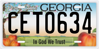 GA license plate CET0634