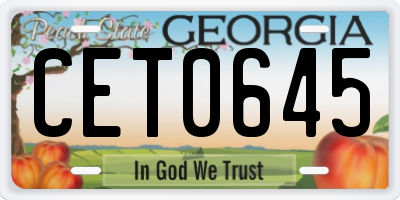GA license plate CET0645