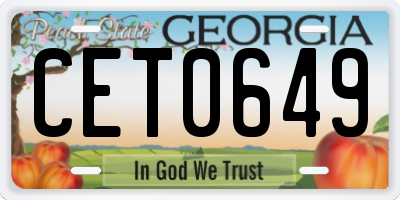 GA license plate CET0649