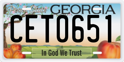 GA license plate CET0651