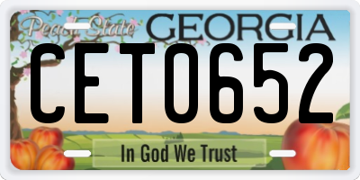 GA license plate CET0652