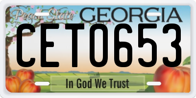 GA license plate CET0653