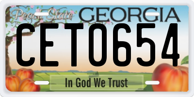 GA license plate CET0654