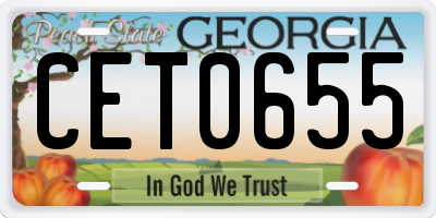 GA license plate CET0655