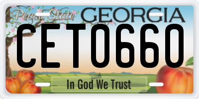 GA license plate CET0660