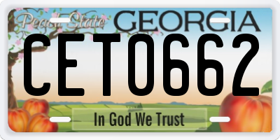 GA license plate CET0662