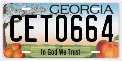 GA license plate CET0664