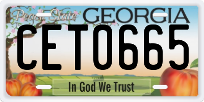 GA license plate CET0665