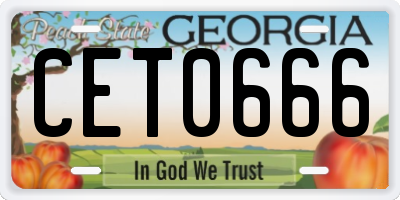 GA license plate CET0666