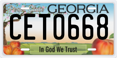 GA license plate CET0668