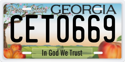 GA license plate CET0669