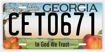 GA license plate CET0671