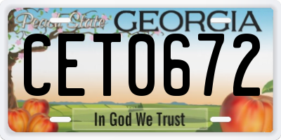 GA license plate CET0672