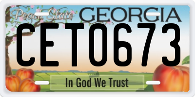 GA license plate CET0673